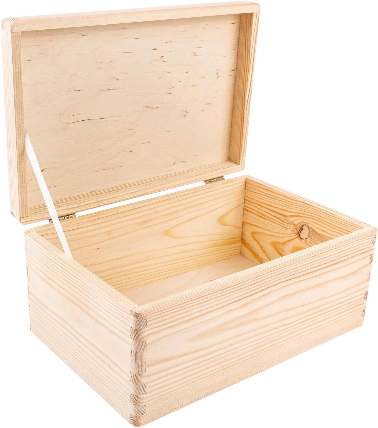 Large Wooden Storage Box with Hinged Lid